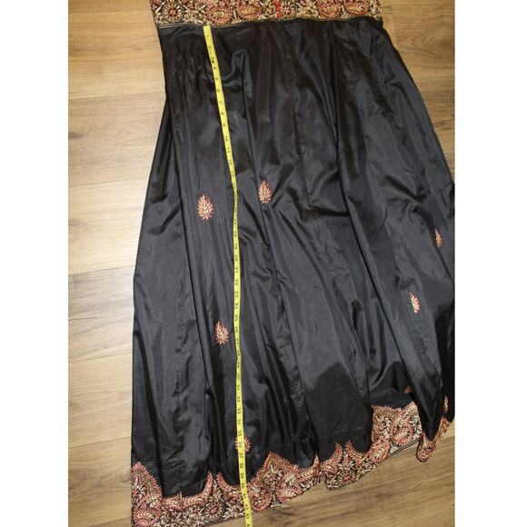 Vintage Black Embroidered Maxi Dress Boho Caftan Gown Paisley - Picture 7 of 7